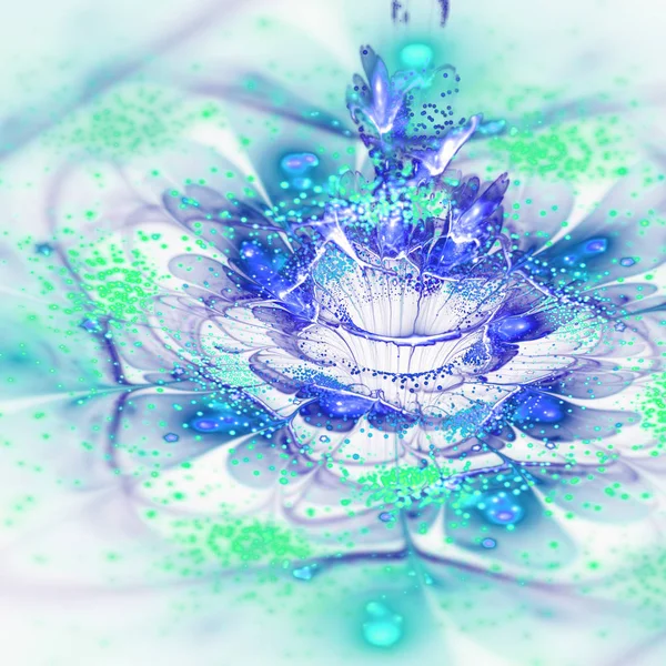 Light green and blue fractal flower, digital artwork for creative graphic design