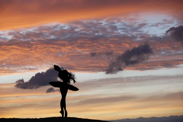 Ballet dancer posing during the sunset