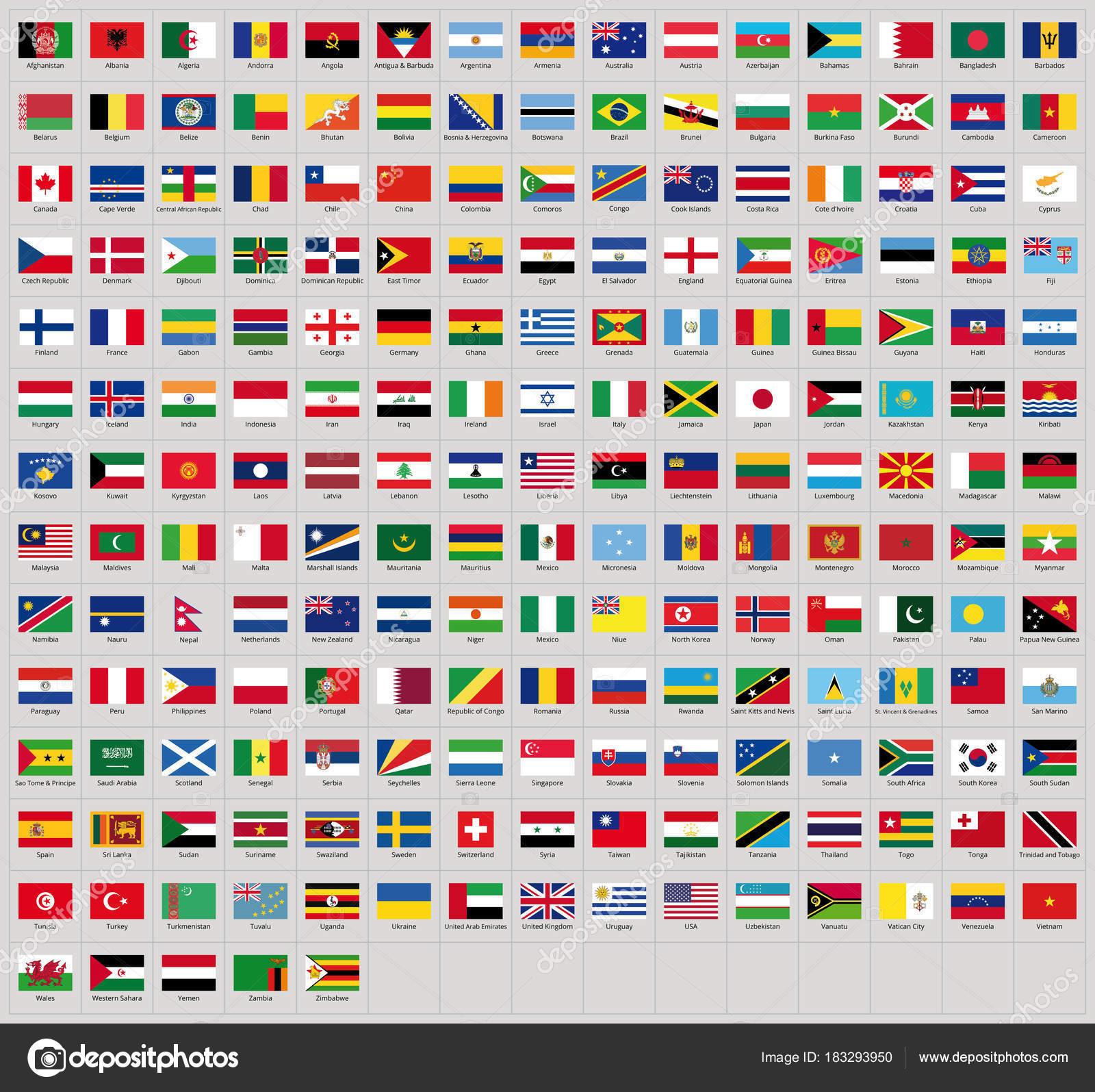 Alle Nationale Vlaggen Van Hele Wereld Met Namen Hoge Kwaliteit