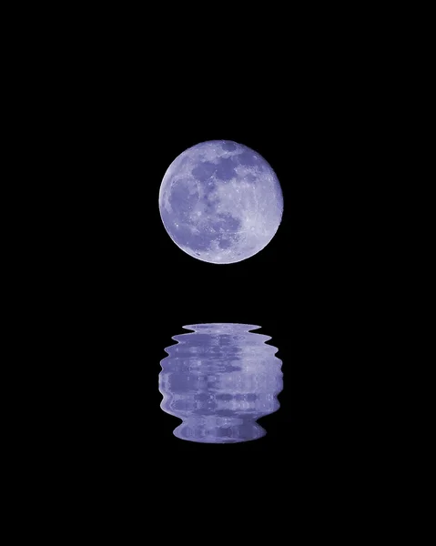 Blue full moon with the reflection