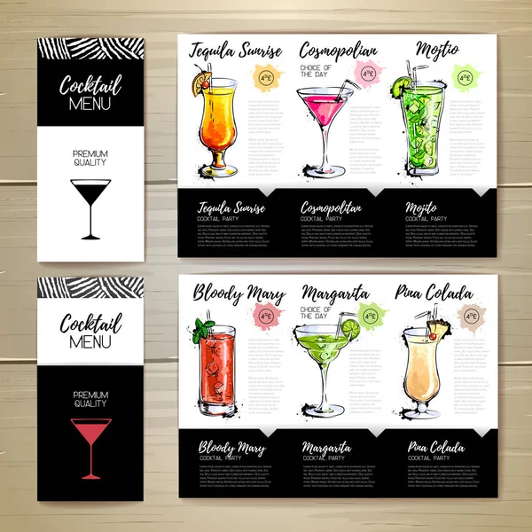 Cocktail menu design. Corporate identity. Document template