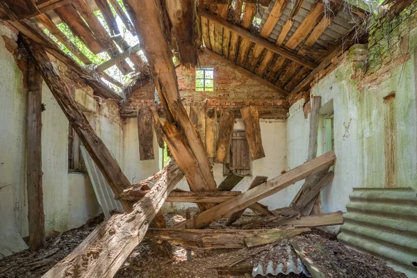 Chernobyl Disaster. Ruined Abandoned Private Country House With