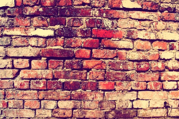Bright grunge brick wall. Retro red background. Old worn scratched surface.