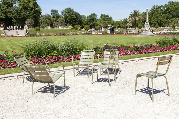 PARIS, FRANCE, on JULY 9, 2016. A picturesque corner near a pond in the Luxembourg garden, the favourite vacation spot of citizens and tourists