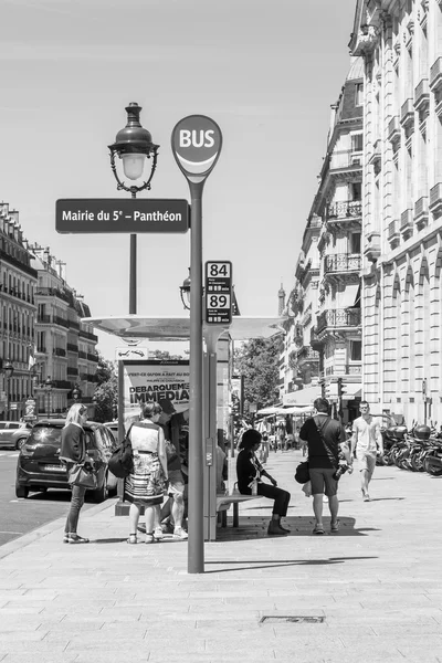 PARIS, FRANCE, on JULY 8, 2016. The bus-stop on the city street