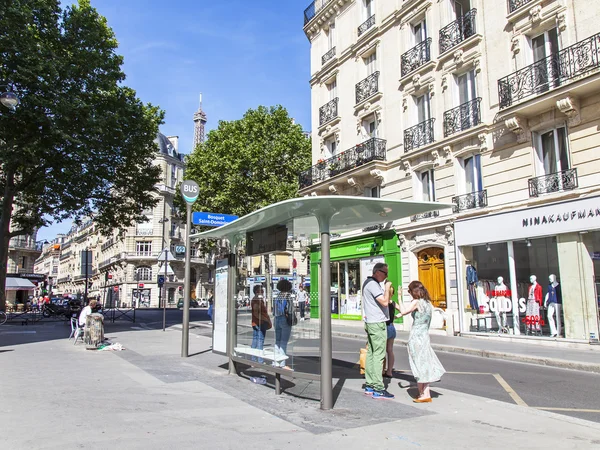 PARIS, FRANCE, on JULY 8, 2016. The bus-stop on the city street