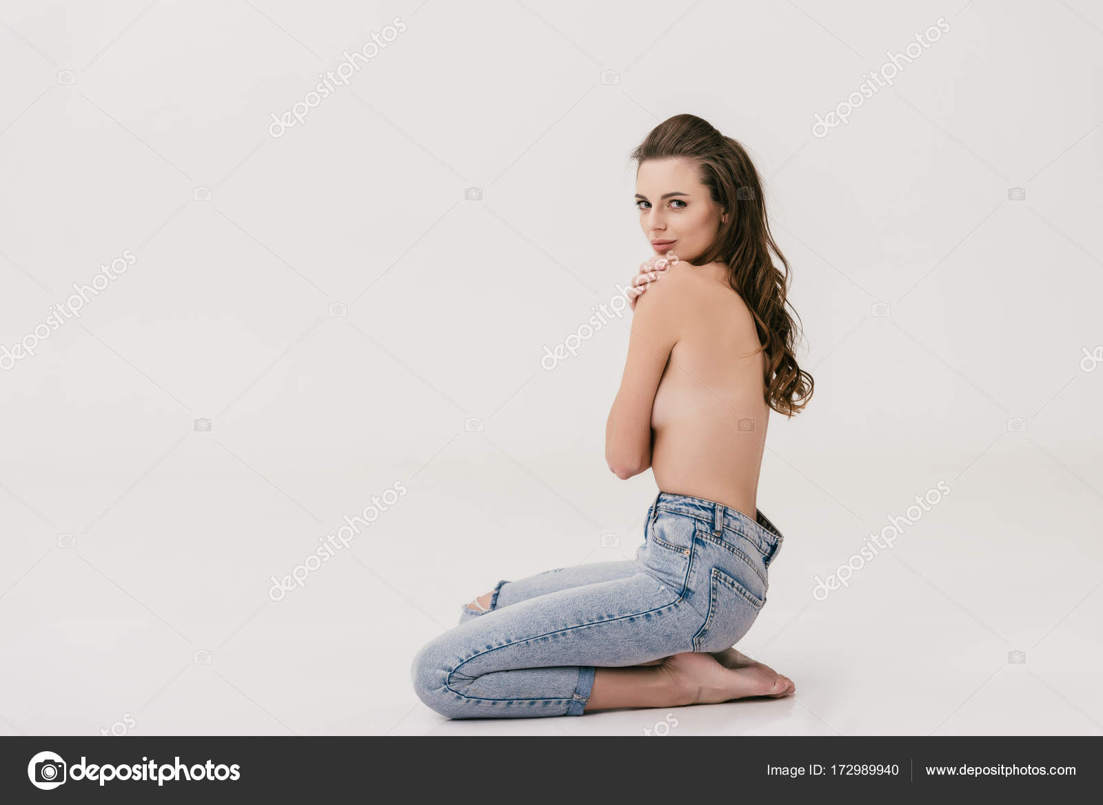 Topless Girl In Jeans