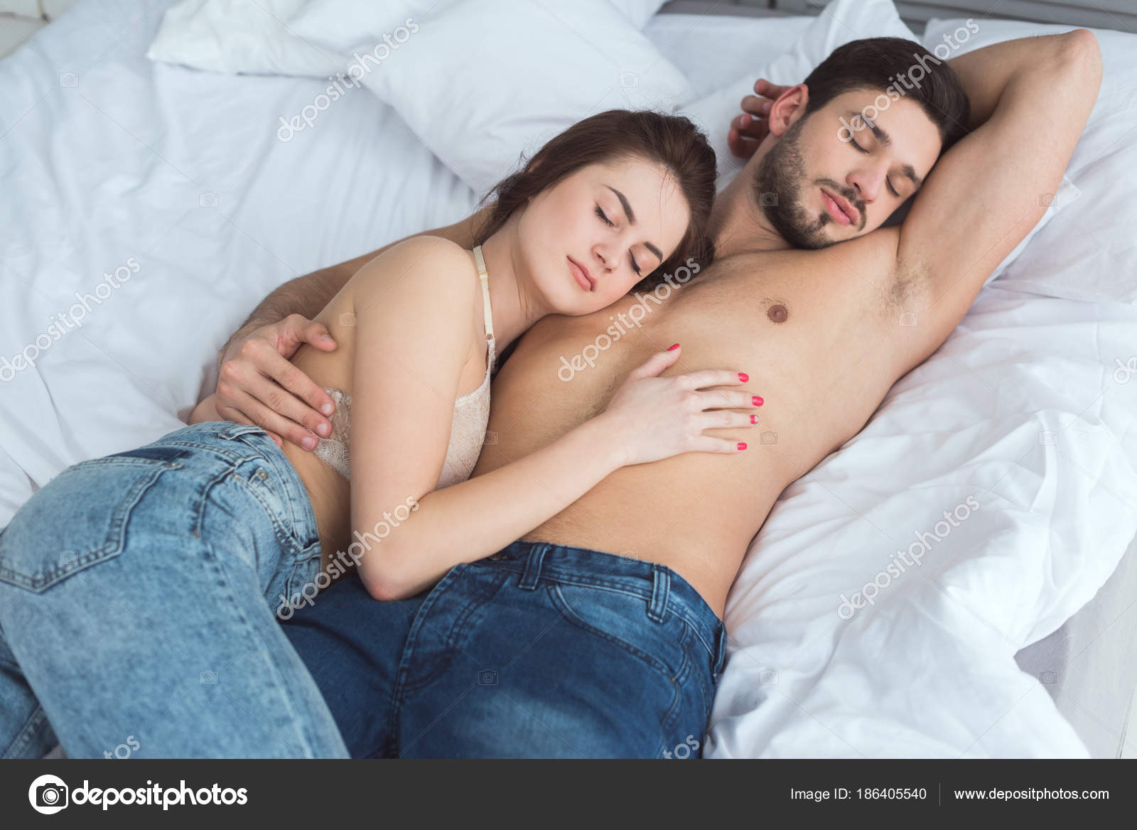 Couple in bed without clothes