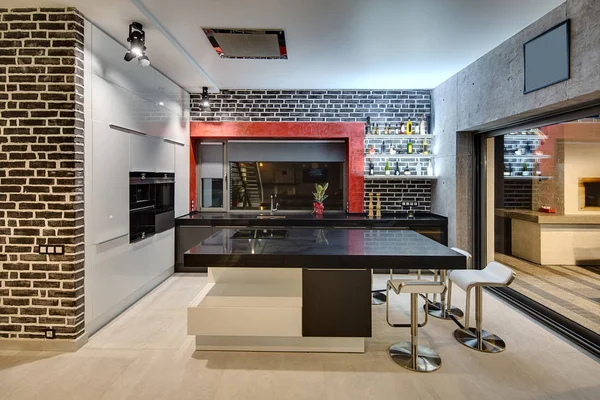 Glowing kitchen in modern style