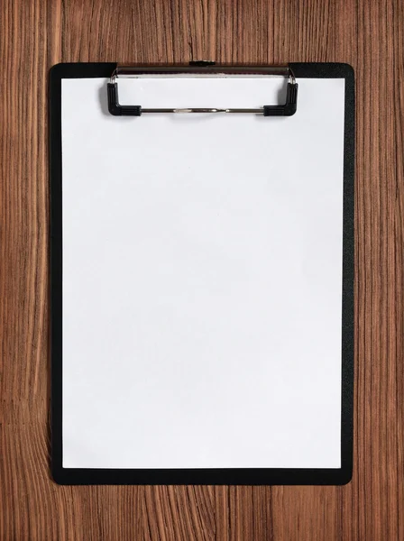 Black clipboard with blank white sheet