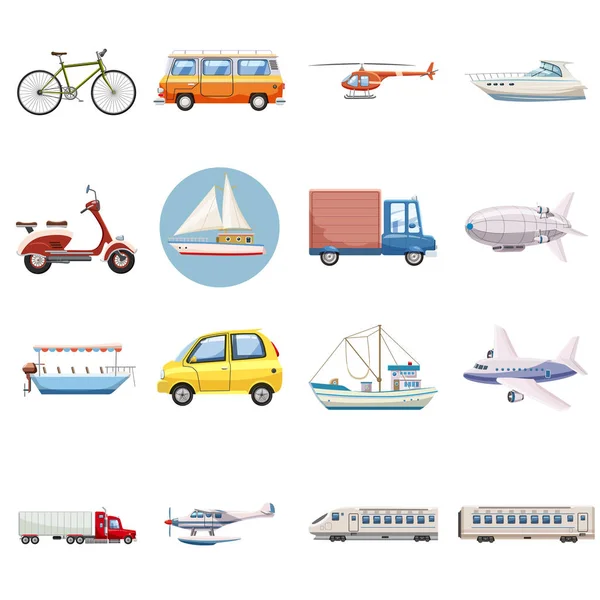 Transportation icons set, cartoon style