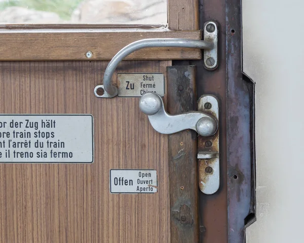 Vintage door on the train compartment