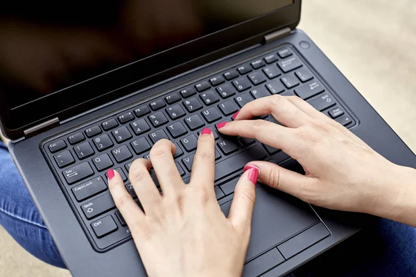Pretty Woman typing on Computer Keyboard