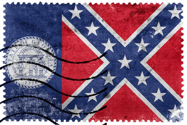 Flag of Georgia State (1956-2001), USA, old postage stamp