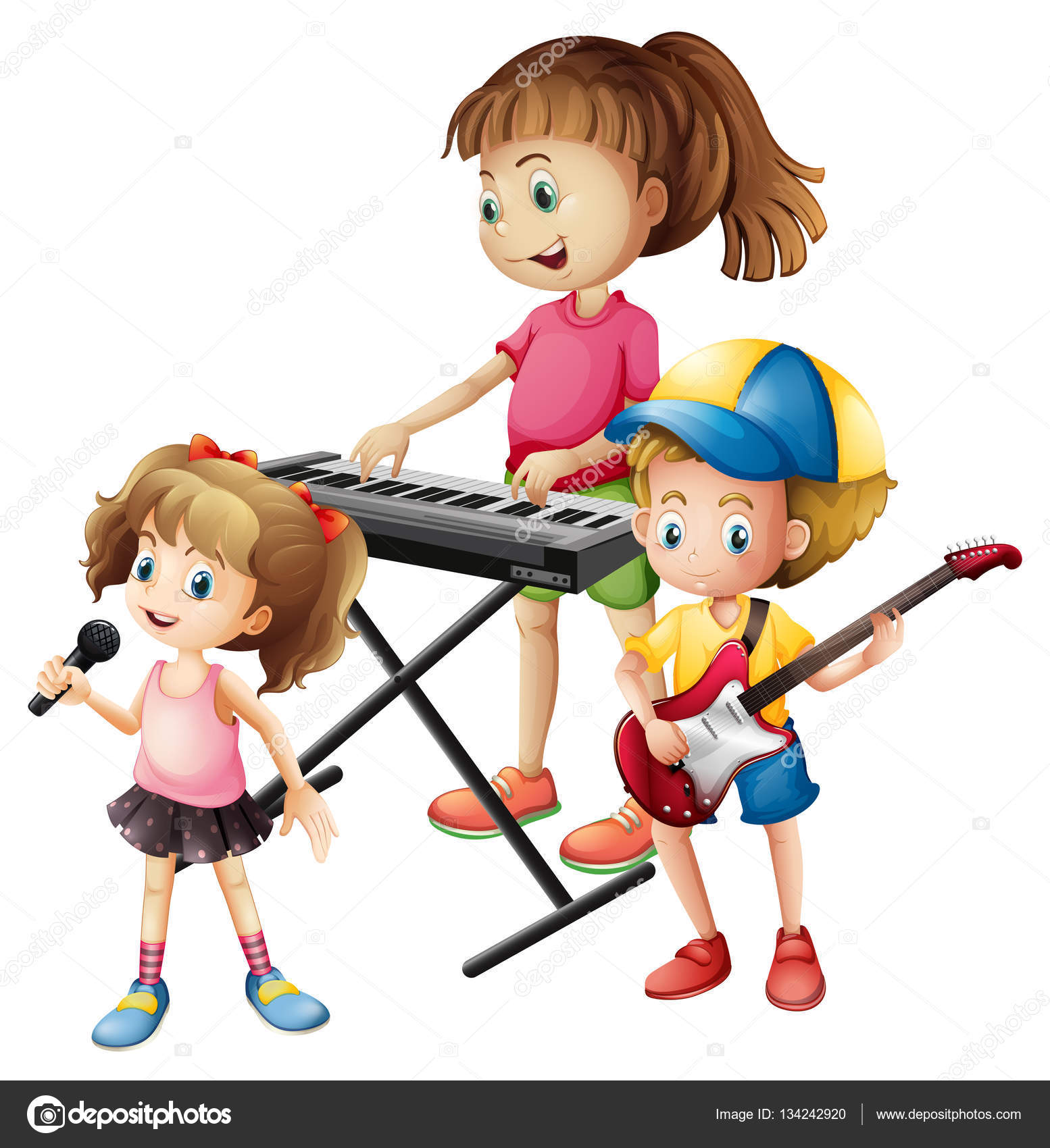 Imagenes Niños Tocando Instrumentos Musicales | ni 241 os tocando instrumentos musicales juntos vector de Imagenes Niños Tocando Instrumentos Musicales | ni 241 os tocando instrumentos musicales juntos vector de