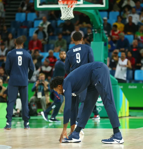 Team United States warms up for group A basketball match between Team USA and Australia of the Rio 2016 Olympic Games