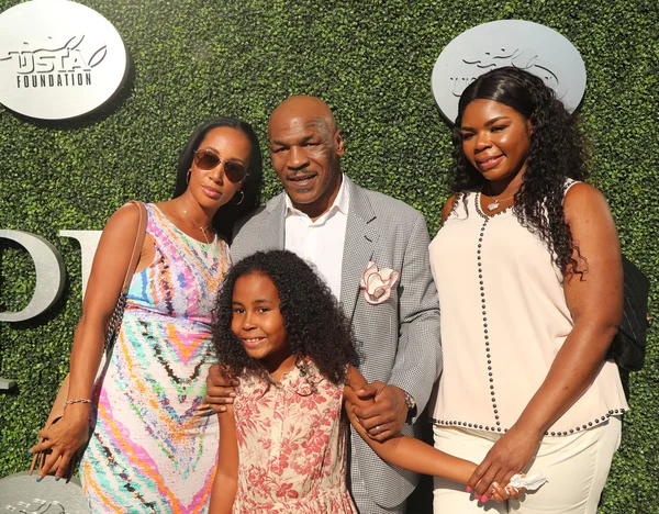 Former boxing champion Mike Tyson (center) with family attend US Open 2016 opening ceremony at USTA Billie Jean King National Tennis Center