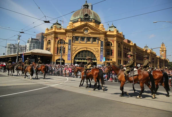 Participants marching during Australia Day Parade in Melbourne