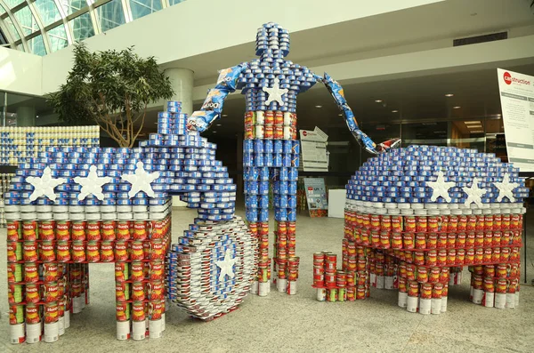 Food sculpture presented at 10th Annual Long Island Canstruction competition in Uniondale.