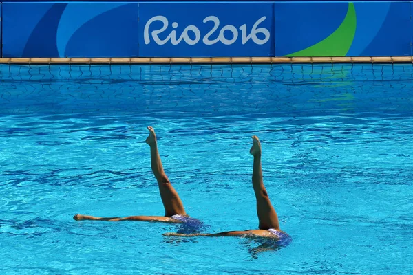 Anita Alvarez and Mariya Koroleva of team United States compete during synchronized swimming duets free routine preliminary of the Rio 2016 Olympic Games