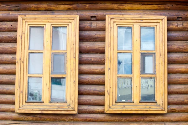 Texture, background. wooden windows, wooden house, house made of