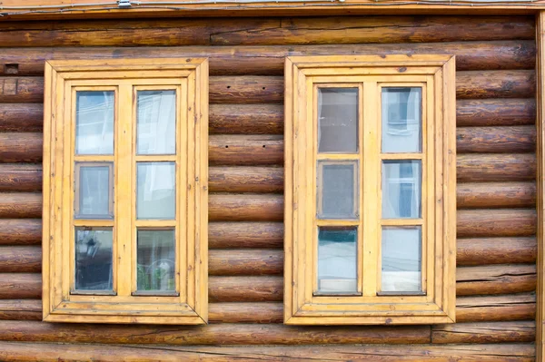 Texture, background. wooden windows, wooden house, house made of