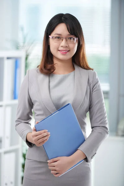 Business lady with folder of documents