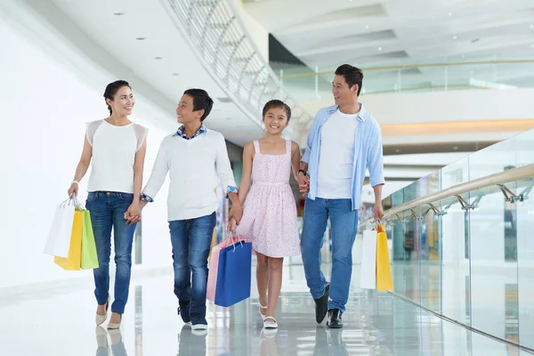 Family enjoying shopping on weekend