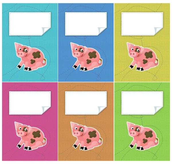 Cartoon set of colorful covers with pigs