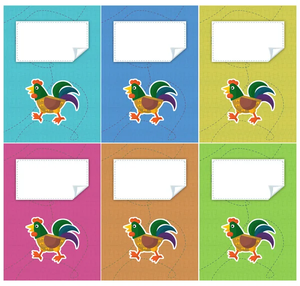 Cartoon set of colorful covers with roosters