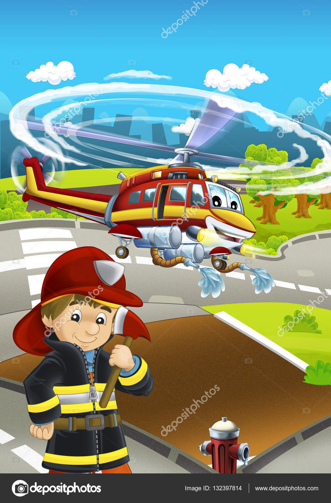 Macchine diverse per la lotta contro l'incendio elicottero e ... Macchine bambini