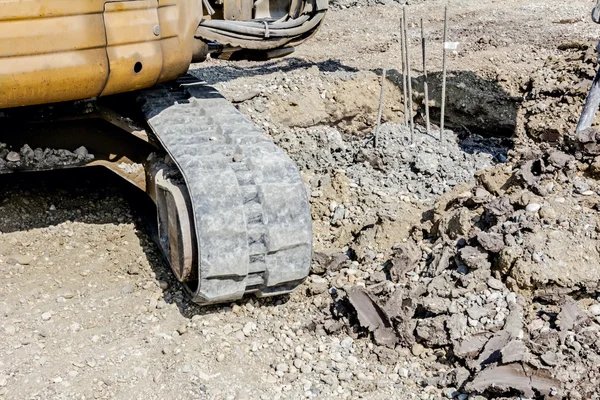 Close up of crawler tracks on an earth moving machine