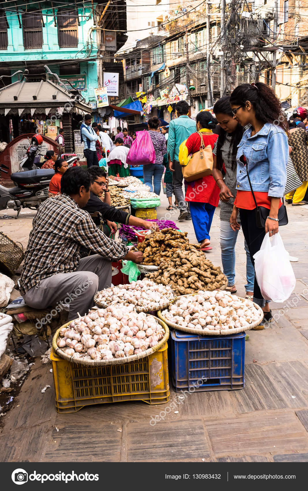 Kathmandu, Nepal OCTOBER 24, 2016 People selling vegetables at Asan