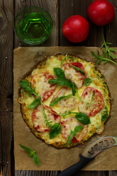 Diet pizza with zucchini.