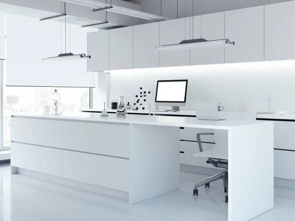 Modern white clean laboratory. 3d rendering
