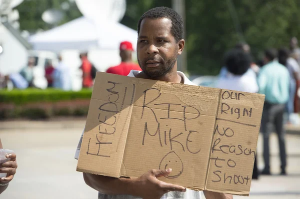 Demonstrator Holds Sign in Ferguson Demonstrations
