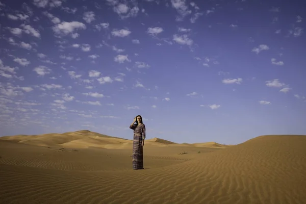 Model Anna in the Rub al Khali Desert