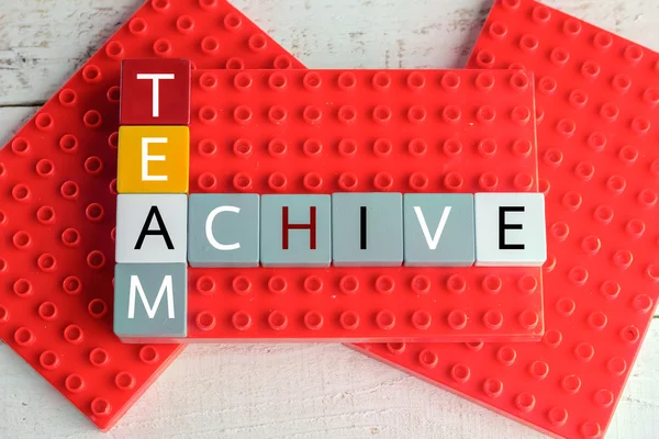 Team achive word block on red template