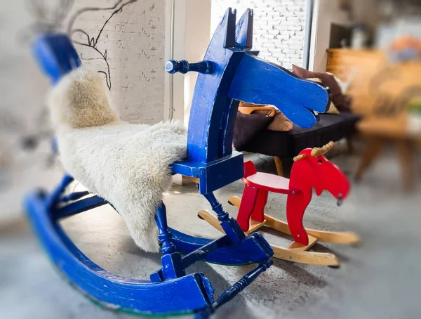 Children toy wooden rocking horse