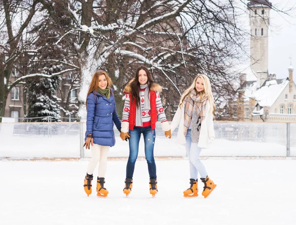 Young and pretty women skating