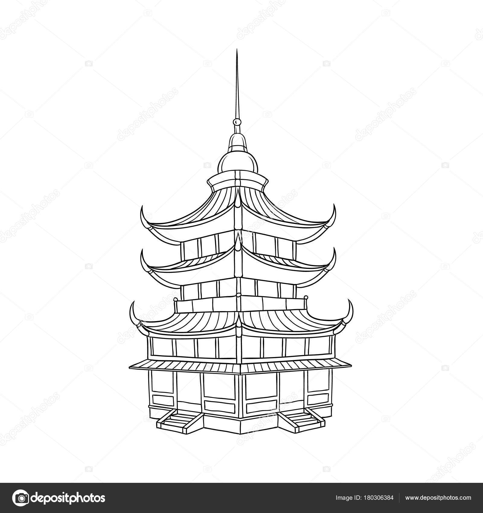 Китайский храм пагода рисунок