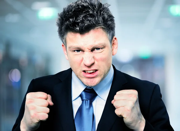 Businessman Clenching Fists To Motivate Team In Office
