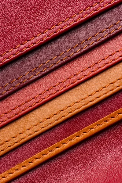 Leather samples with stitches