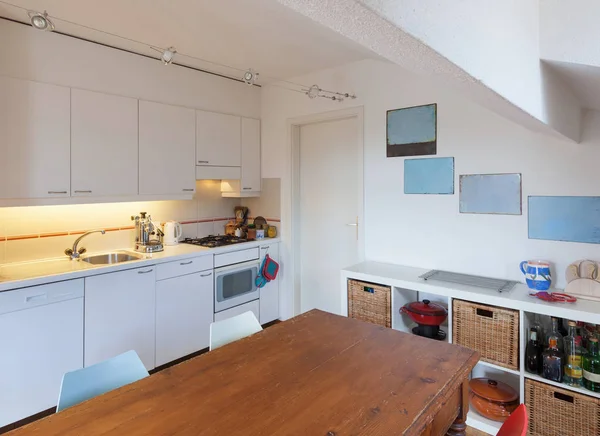 Kitchen, old wooden dining table