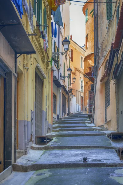 Street in the old city of San Remo, city on the Mediterranean coast of western Liguria, Italy.