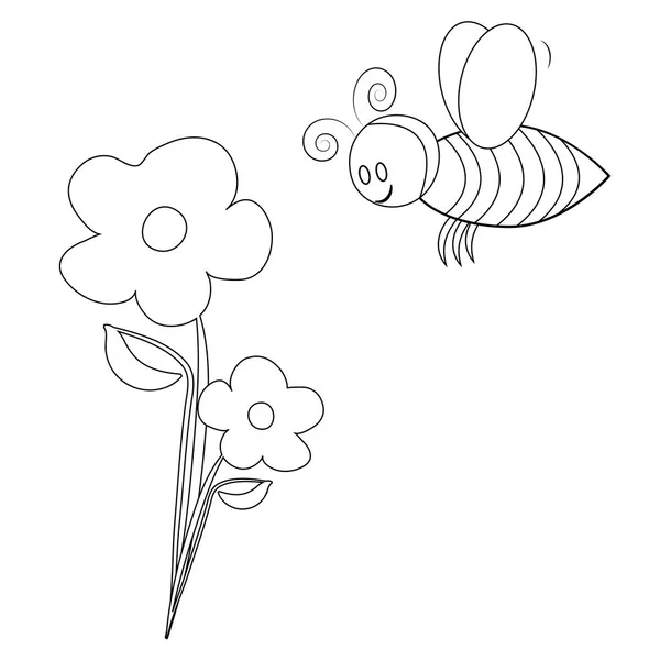 Bumble Bee With Flowers Coloring Page