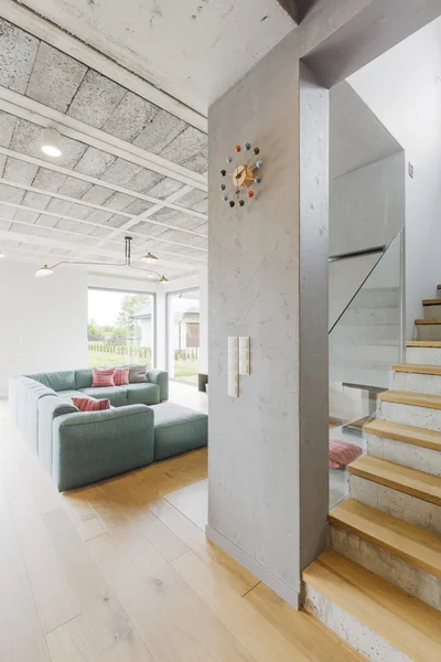 Concrete ceiling in modern house