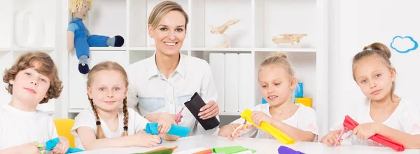 Children during art class