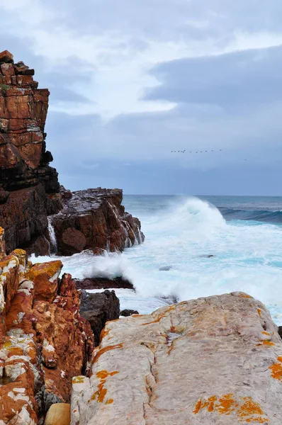 South Africa: stormy Ocean and weather at the last cliff of the Cape of Good Hope