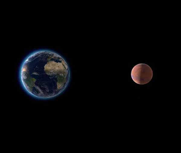 Earth and Mars , soil crust, space, solar system
